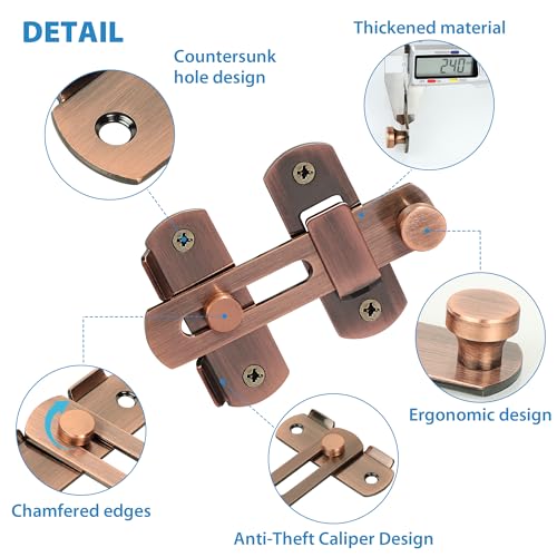 Image of Alise 4 Inch Red Bronze SUS304 Stainless Steel Gate Latches for Barn Door | Heavy Duty Gate Hardware ,Security Flip Latch,Anti-theft Latch,Safety Door Lock for Barn Wood Fence Sliding French Doors