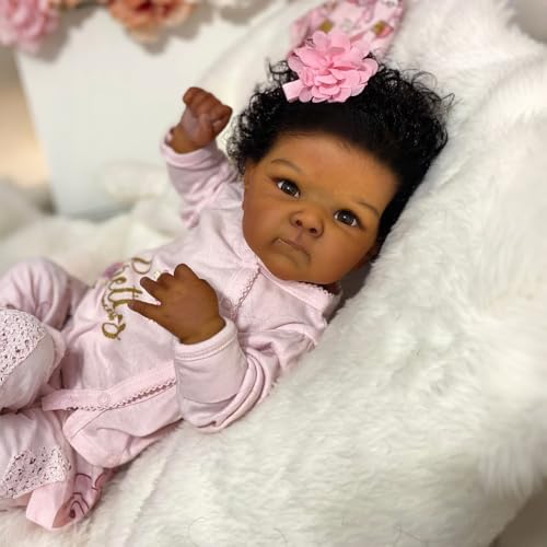 Muñeca Reborn Black Girl 18 pulgadas silicona realista miniatura 2