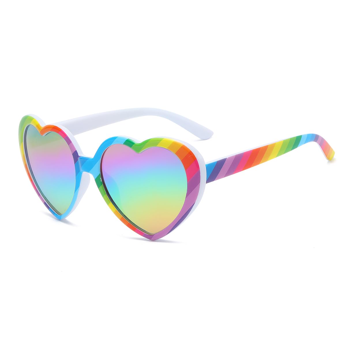 Gleyemor Kids Rainbow Sunglasses Polarized Cute Heart Sunglasses for Kids Girls Age 3-8 and Adult