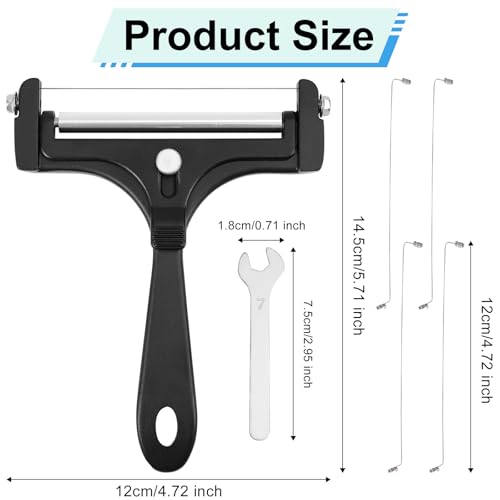 Tinoaly Käsehobel Set, Verstellbare Stärke Hand Käsehobel aus Eisen mit 4 Zusätzlichen Drähten und Schlüssel Lebensmittelschneider für Butter Mozzarella und Cheddar
