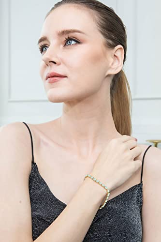 B. BRILLIANT Bracelet for Women, Birthstone Bracelet, 6x4mm Oval-Cut Genuine or Synthetic Gemstone Tennis Bracelet, Sterling Silver Bracelets or Gold Bracelet with Gift Box2