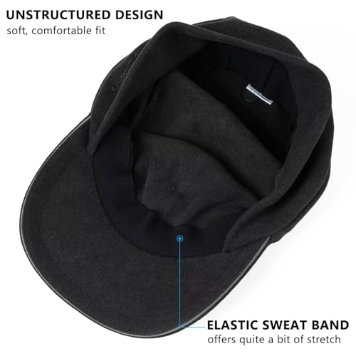 GADIEMKENSD Winter Fleece Hats Reflective Ponytail Hat for Women Baseball Caps with Earflap Drop Down Ear Warmer Mens Skull Cap Beanie with Visor Cold Hat for Outdoor Snow Ski Hiking Running Black
