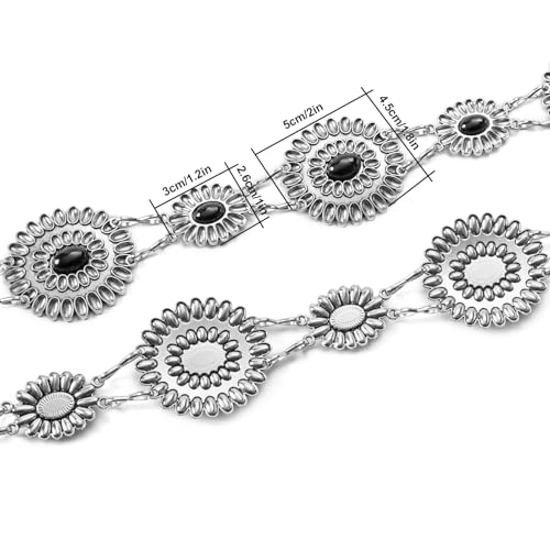 NEOREAL Chain Belt Rhinestone Metal Link Western Bling Cowgirl Cowboy Turquoise for Dress Jeans Country Concert Outfit3