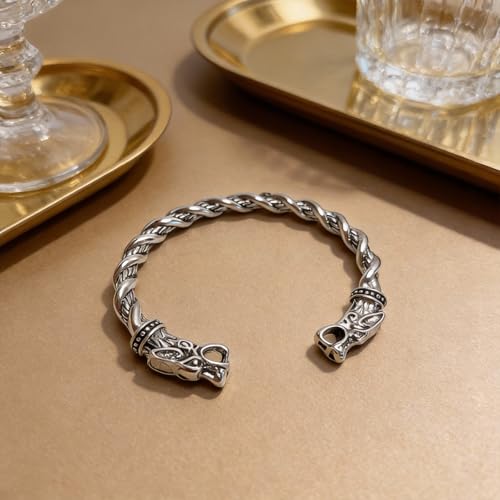 Pulsera Vikinga para Hombre de Acero Inoxidable Ajustable miniatura 7