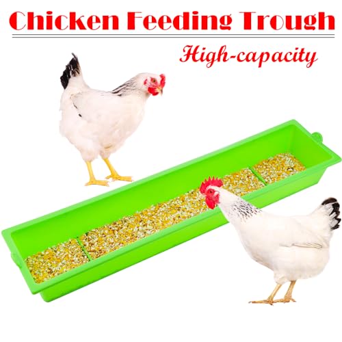 DQITJ 4 Pack Chicken Large Capacity Feeder Plastic Feed Trough Bucket Hanging Food Dispenser for Chicken Duck Pigeon Bird Livestock Poultry (Length: 23.6\")