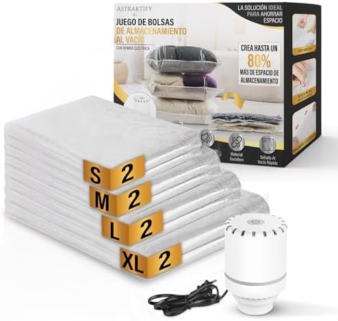 Bolsas Vacio, Bolsas de Vacío para Ropa con Bomba Eléctrica, 8 Bo...