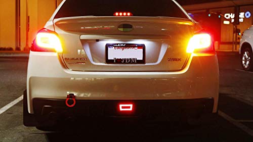 Ijdmtoy Red Lens 3-In-1 Led Rear Fog Light Kit For 11-Up Subaru Impreza Wrx/Sti, Functions As Tail Lamp, Brake Lamp, Backup Reverse Light (Includes Wire Harness & Mounting Bracket) #TOP5