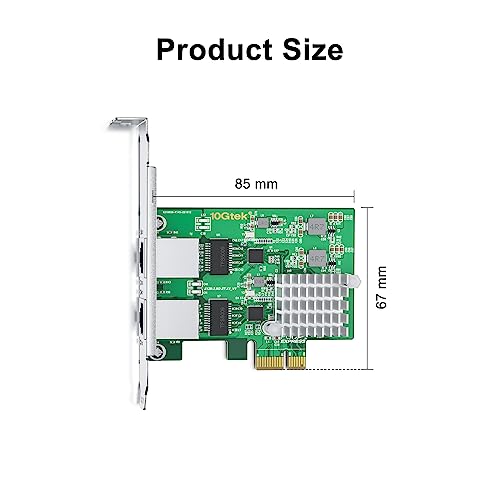 Image of 10Gtek 100M /1000M /2.5G NIC Network Card, Dual RJ-45 Port, with Realtek RTL8125BG Controller, Support Windows /Windows Server /Linux /Ubuntu /Centos /Vmware