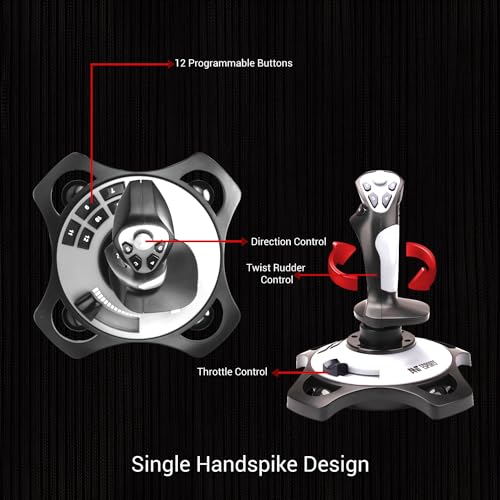 Image of Ant Esports JS55 Flight Simulator Controls, Flight Joystick Controls With Vibration Function and Throttle Controls Wired Flight Stick for PC Windows XP /VISTA /7 /8 /10 /Computer /Laptop(PC only)
