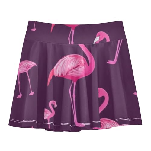 Running Athletic Shorts Girls Skorts Toddlers Tennis Skirts Little Girl Flamingos Dark Purple 4t
