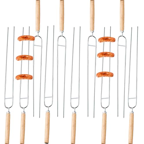 Pinchos para barbacoa | 10 piezas de acero inoxidable | Varillas largas reutilizables para parrilla, accesorios para kebab para carne de, pollo, pescado, gambas, verduras, frutas, para exterior y