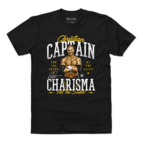 500 LEVEL Christian WWE Shirt (Cotton, Medium, Black) - Christian Captain Charisma WHT