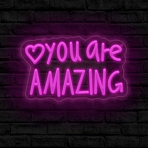 Image of You Are Amazing Neon Sign,Classroom Teen Room Wall decorations | Silicone Light Strips, Acrylic Sheets,USB Interface,Size: 13.6 in* 8.4 in,Wall Decorations in Classrooms and Teengirls' Rooms