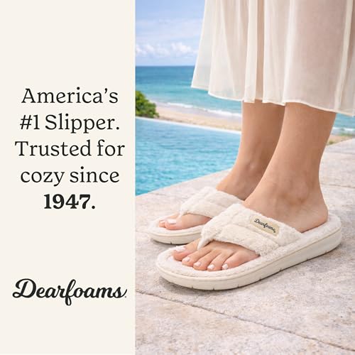 Image of Dearfoams Women's Melanie Colorblocked Microfiber Terry Thong Slipper