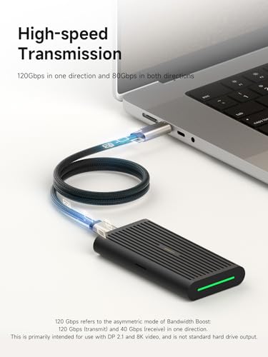 Image of Hagibis Thunderbolt 5 Cable (Intel Certified), 120Gbps Data Transfer, 240W Fast Charging, 16K@60Hz Display USB-C Cable, for Thunderbolt 4 /3, USB4, iPhone 17 /16 /15, MacBook, Laptops (Titanium 100cm)