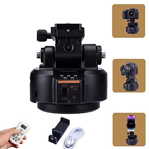 ZTFON YT-2000 Auto Motorized Rotating Panoramic Head with Remote Control AI Intelligent Follow Function and Live Function Support 2kg(70.5 Ounce) Camera Phone Pan Tilt Video Tripod Head Stabilizer