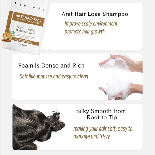 Image of Anti Hair Loss Shampoo,Remimpi Anti Hair Fall,Promote Hair Growth and Thickening & Strengthening Shampoo with Various Plant Extracts for All Hair Types (1PCS)