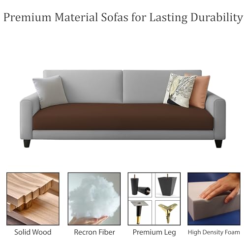 Image of Kathleen 3 Seater Sofa Set for Living Room - Foldable Convertible Couch Furniture for Home, Office or Guest Use, Modern Designer Stylish Comfortable (Brown Grey)