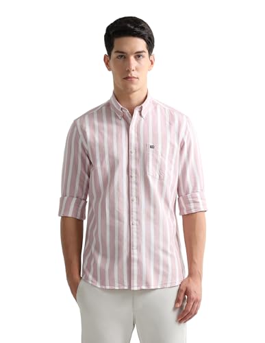Image of Arrow Striped Slim Fit Mens Casual Shirts - 100% Cotton, Breathable & Comfortable, Full Sleeves Shirts for Men