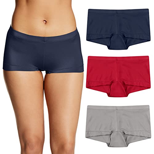 Maidenform Women's Boyshort Underwear, Microfiber Boyshort Panties, Full-coverage Panty, 3-pack