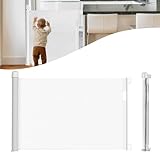 aufun griglia di protezione per scale, estensibile, griglia di protezione per scale, con sistema di sicurezza per bambini, allungabile da 0 a 180 cm, per bambini piccoli (180 cm, bianco)