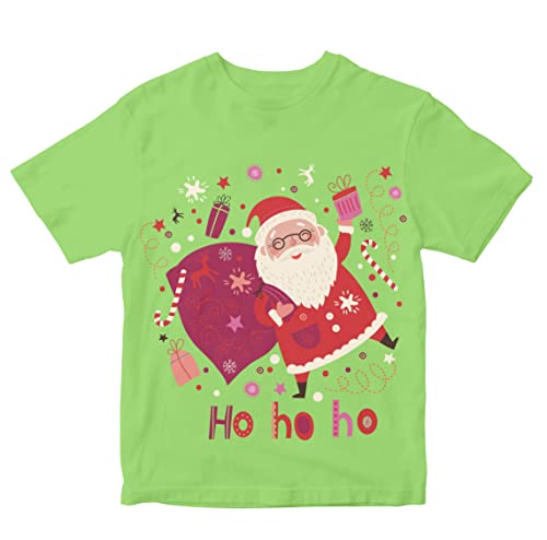 Image of Kids T-Shirt Merry Christmas & A Happy New Year - Santa Claus 100% Cotton Boy's Girl's Regular Fit Unisex T-Shirt