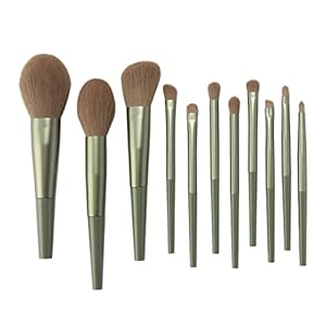 11pcs Makeup Brushes Sets Tools Cosmetic Powder Contour Blush Lip Eyeshadow Concealer Foundation Brush Kit(Color:Vert)