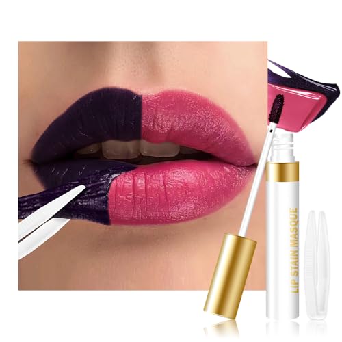 evpct Plum Red Peel Off Lip Stain Tints with Tweezer, Matte Lipstick Lip Stain Gloss Long Lasting Waterproof for Women, Non-stick Cup Lipstick Peel Off High Pigmented 24 Hours Original Lips Stains, 10