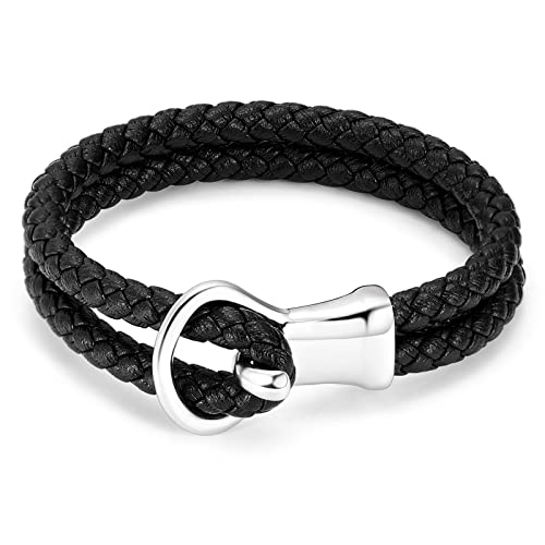 Bracelet urne pour hommes en cuir tressé SHEIL bijou commémoratif haut de gamme