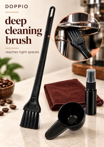 Image of DOPPIO Coffee Maker Accessories Kit - Cleaning Brush, Microfiber Cloth, Mist Spray Bottle & Coffee Scoop, Essential Barista Tools for Easy Maintenance