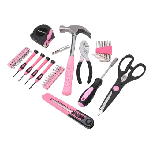 Kit de herramientas combinado portátil de 39 piezas rosa miniatura 7