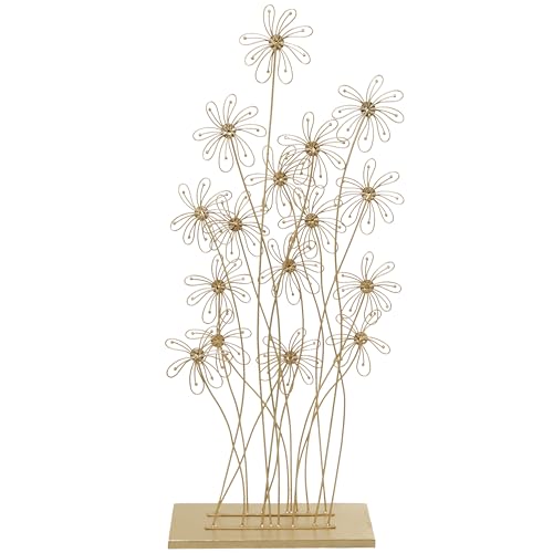 Escultura decorativa floral metálica alta de 40 in dorada miniatura 3