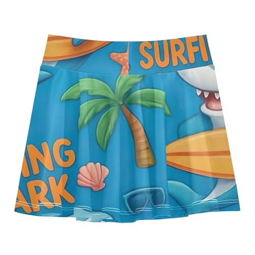 Cute Cartoon Sharks Blue Athletic Shorts Girls Skorts Tennis Skirts Toddler Preppy Butterfly 3t2