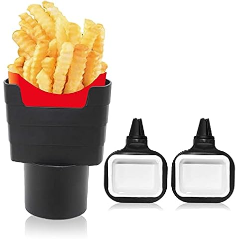 Hioph 3 Pcs French Fry Cup Holder Automotive Interior Accessories Chips Car Mini Dipping Cups Sauce Cup Holder Dip Clip Sets (red) (Black) Cover