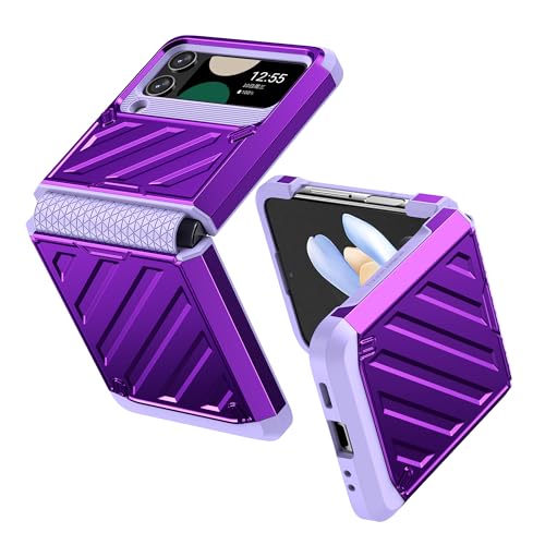 Compatible with Samsung Galaxy Z Flip 3 5G 2021 Phone Case Heavy Duty Slim Rubber Protective Hard PC Anti-Slip Hybrid Shockproof ZFlip3 Z3 Flip3 3Z Cover for Cell Accessories Women Men Purple