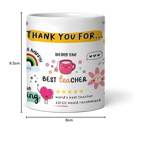 Image of DAYS Thank You Teacher Doodle Coffee Mug, Appreciation Mug with Lovely Messages /Gift for Teacher's, Birthday or Special Ocassion, Ceramic Mug Coffee /Tea Cup, Gift for Sir /Mam - 325 Ml