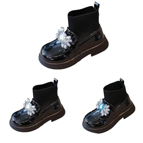 Girls Mary Jane Dress Loafer Dress Sock Shoes Rhinestones Non-Slip Low Heel Wedding Birthday Party Shoes2