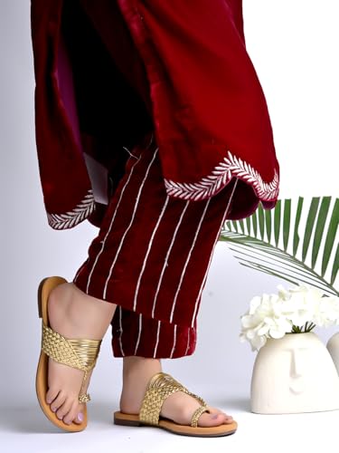 Image of Shoetopia Chic Comfort & Stylish Kolhapuri Flats For Women & Girls