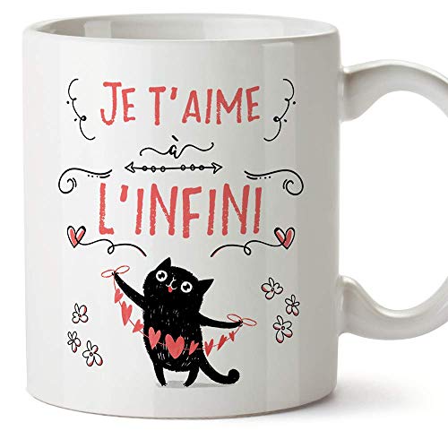 Mugffins Mug/Tasse Saint Valentin (Je t'aime) - Je t'aime à l'infini (Chat) - Idées Cadeaux Romantique pour Amoureux/Petits Amis/Copains