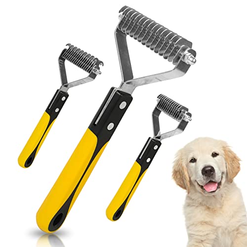 BAUZA Pet Deshedding Tool and Grooming Brush, Dog Rake Brush, Pet Undercoat Brush, Undercoat Rake for Cats, Pawspamper Undercoat Rake, Cat Brush Dematting, Deshedding Brushes for Dogs