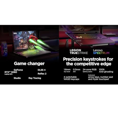 Image of Lenovo Legion Pro 5 AI Gaming Laptop 16.0 inch 165Hz OLED WQXGA Display | (AMD Ryzen 7 8745HX, GeForce RTX 5060 8GB, 64GB DDR5, 4TB SSD, RGB KB, WiFi 7, Webcam, Bluetooth 5.4, Win 11 Pro)