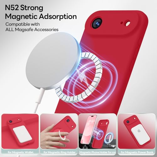 Image of LOVE 3000 Designed for iPhone Air Case, Premium Silicone [Compatible with Magsafe][Soft Anti-Scratch Microfiber Lining] Shockproof Protective Phone Case for Men Women 6.5 inch, Red
