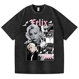 KASENFASHION Camiseta Stray DO IT Vintage Washed Unisex, BangChan Lee Know Changbin Hyunjin Han Felix Seungmin I.N, Camiseta SKZ00 Streetwear Harajuku Manga Corta Outfit Concierto