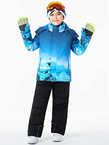 Image of WOWULOVELY Big Boy's 2-Piece Colorblock Snow Pants and Jacket Snowsuit Ski Suit