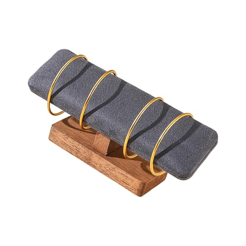 YHAILI Soporte para pulseras de terciopelo con base de madera para relojes y bandas para el pelo, soporte en forma de T para almacenamiento y organización de joyas