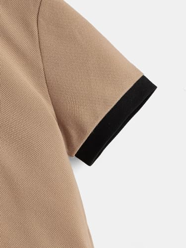 Floerns Boy's Striped Trim Short Sleeve Collar Neck Button Front Shirts Tops4