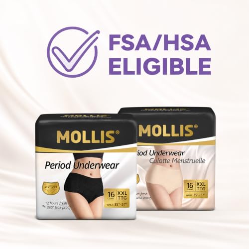 Image of MOLLIS Disposable Period Underwear, Postpartum Panties, XXL, Black, 16Ct