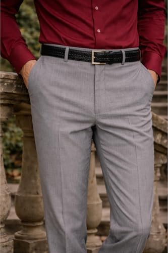 Image of Louis Philippe Men's Slim Fit Everyday Smart Wear Comfort Stretch Work Ready Solid Formal Trouser