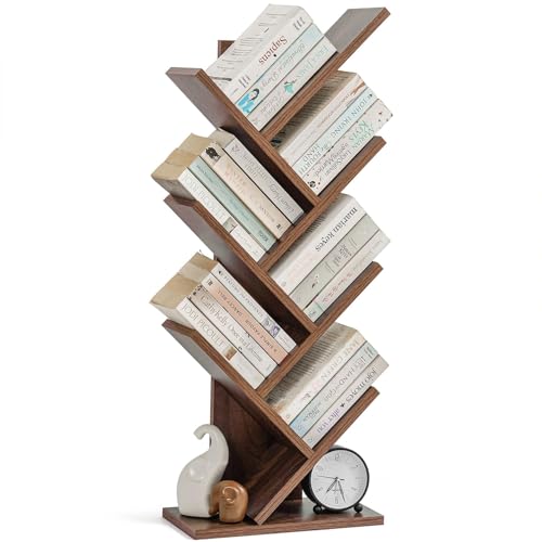 Image of ECOLINE 7 Tier Tree Shaped Book Shelf for Home & Living Room, Walnut Finish