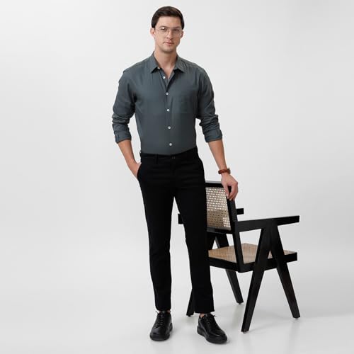 Image of BASICS Premium Cotton Stretch Formal Trousers for Men | Office Pants